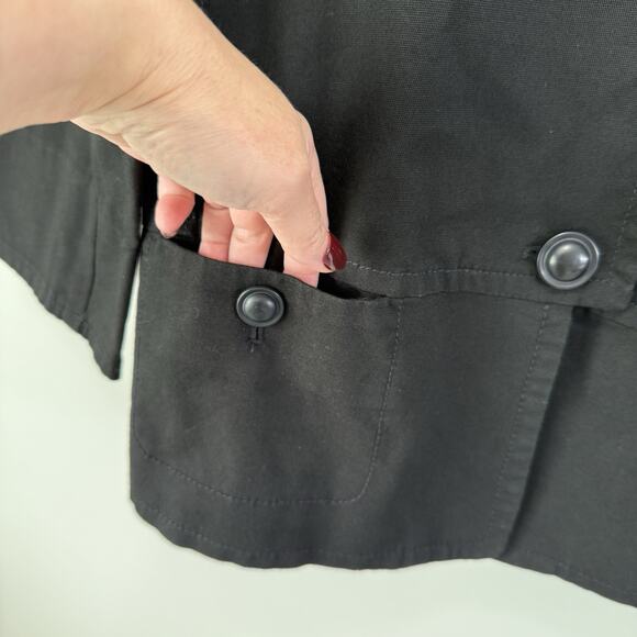 NWT Talbots Black Triple Button Cropped Boxy Blazer Jacket Sz 8 Old Money Casual - Picture 4 of 7